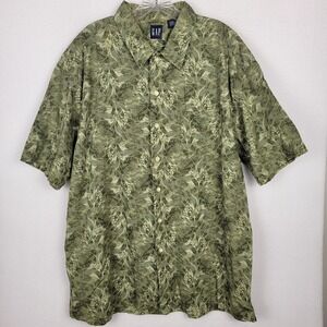 Vintage GAP Green Botanical Shirt XL Y2K Floral Camp Button Up Grandpacore